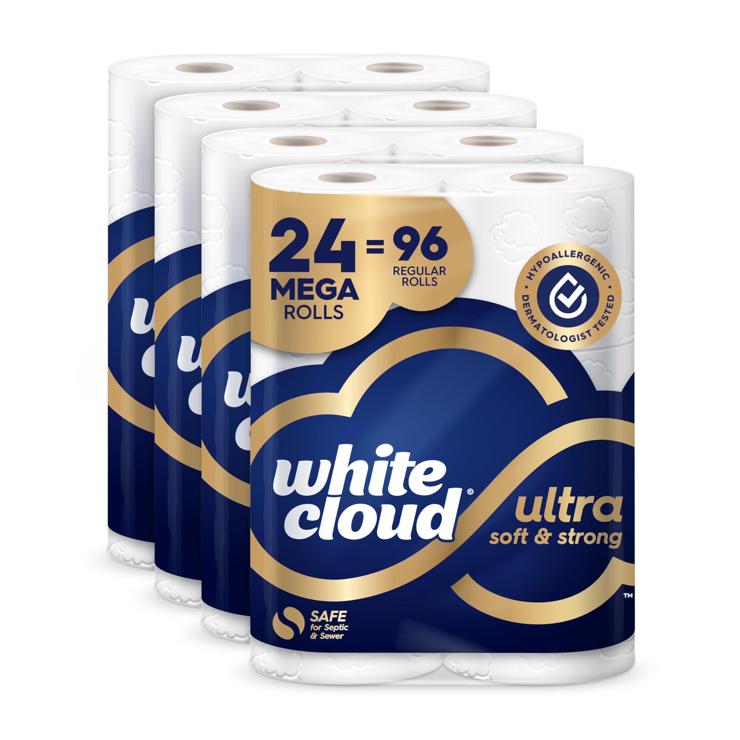 Sponsored Ad - White Cloud Ultra Soft & Strong Toilet Paper, 4 packs of 6 Mega Rolls = 96 Regular Rolls