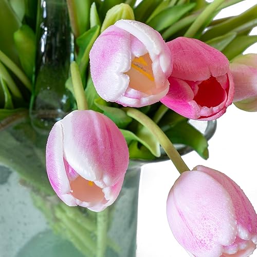 Miniatura 181 de 15 flores de tulipanes artificiales, ramo de látex de tacto real, tulipanes falsos para oficina, boda, fiesta, hogar, cocina, jardín