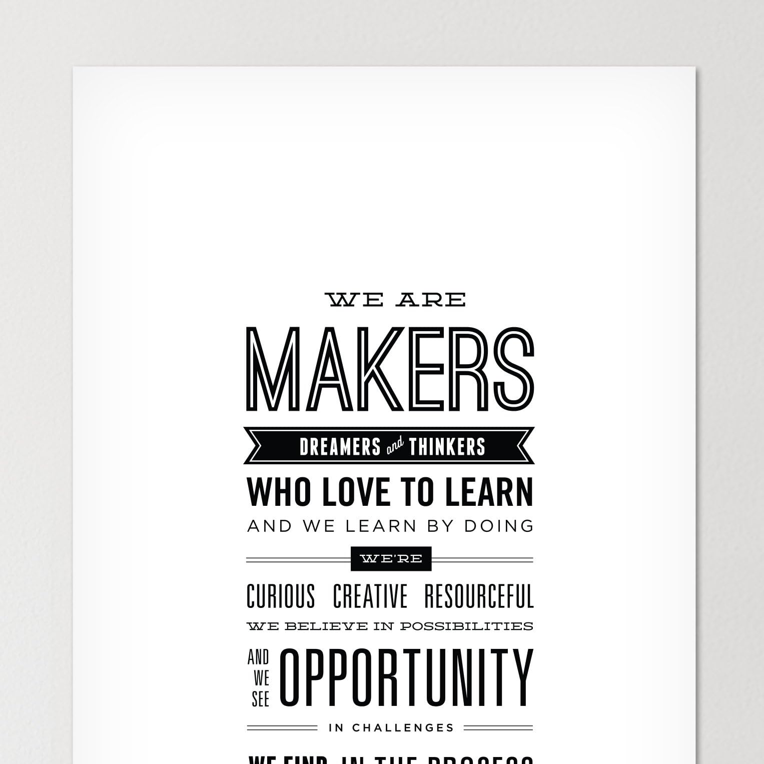 Maker Manifesto Motivational poster // Wall decor for office, classroom, or maker space/Inspirational quote, typographic art print, teacher classroom decorations / 9 x 22" - Ready to frame