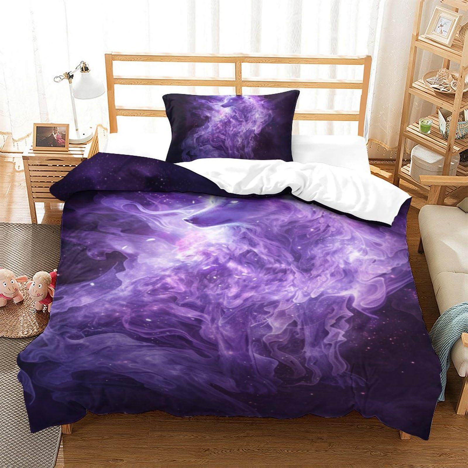 Housse de couette loup 3D respirante pour une chambre d'ado moderne et cosy