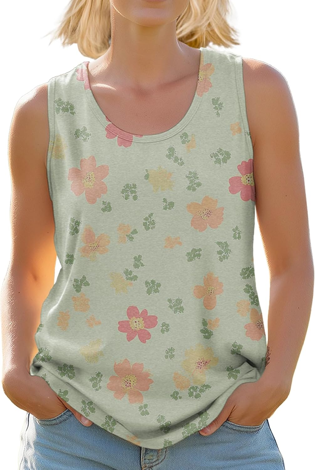 Stylish Women's Crewneck Tank Tops Outdoor Trendy Yoga Workout Shirts Cropped Sleeveless Tshirts Multicolor