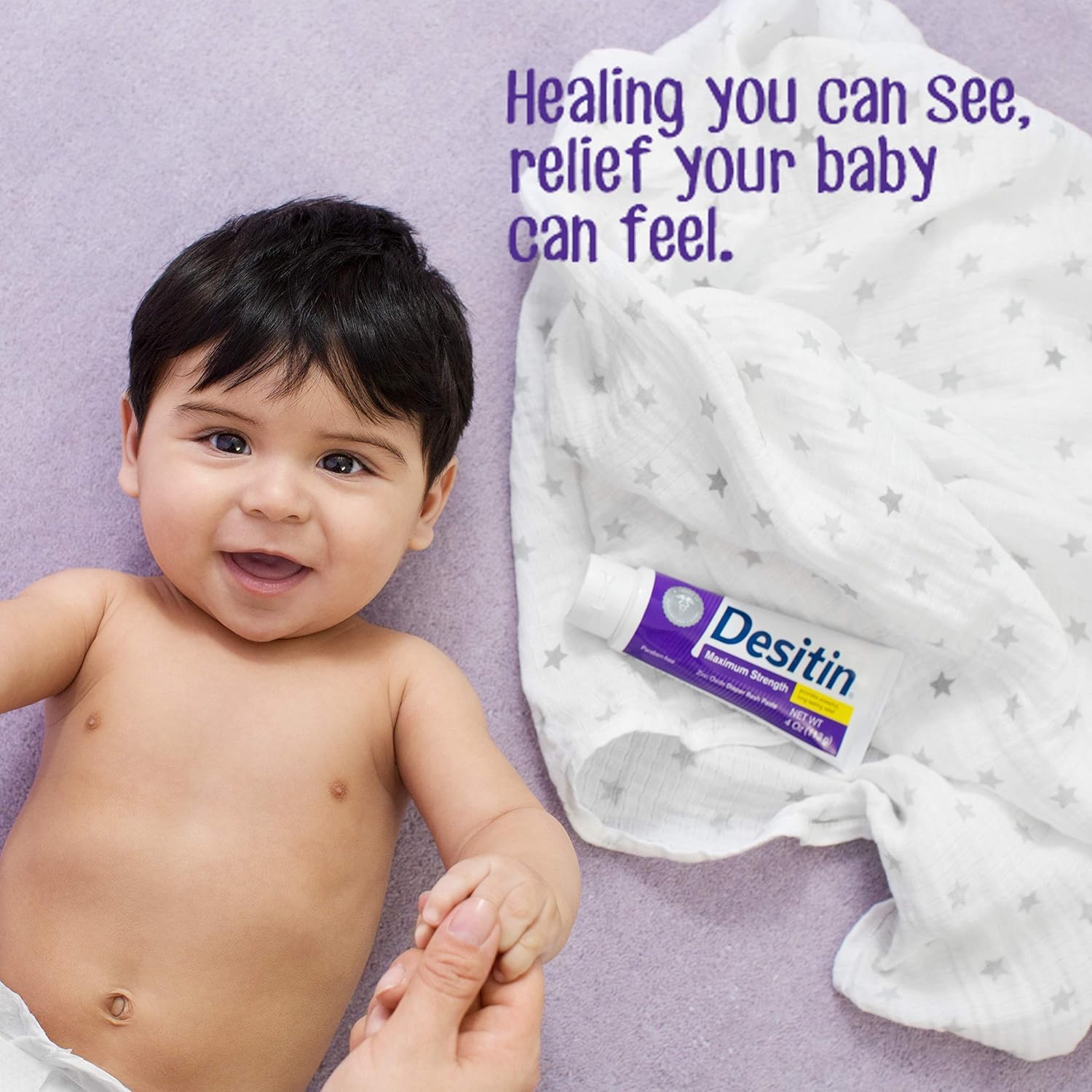 Desitin Maximum Strength Baby Diaper Rash Cream with 40% Zinc Oxide for Treatment, Relief & Prevention, Hypoallergenic, Phthalate- & Paraben-Free Paste, 4 oz - Pack of 2