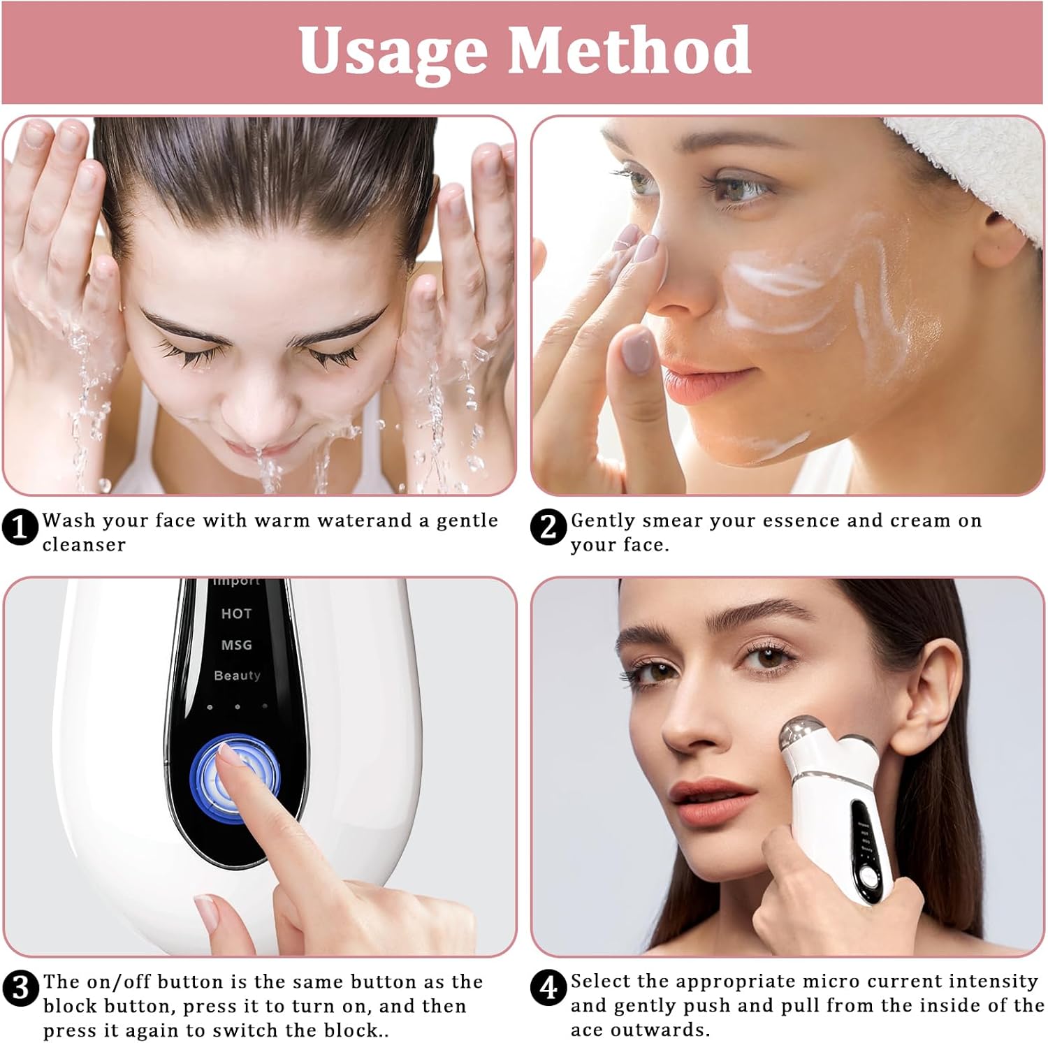 Microcurrent Face Device, USB Micro Current Faci-al Shaping Tool for Facial Wrinkle Removal and Anti-Aging，Mini Microcurrent Face Lift Device for Face Lifting and Facial Sculpting (White) - Image 6