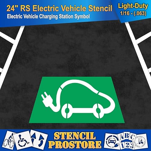 Miniatura 3 de Plantillas de pavimento  24 pulgadas  contorno de vehículo eléctrico con enchufe  24 pulgadas x 54 pulgadas