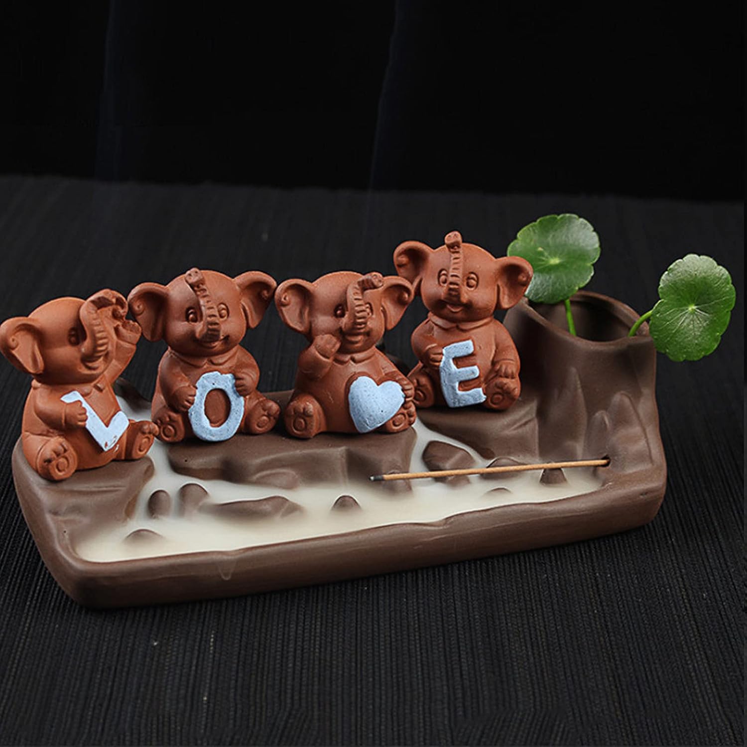 Cute Elephant Incense Holder Love Gifts for Her Elephant Decor Insencents Burner & Home Fragrance Products Incense Waterfall Burner with 10 Free Cones