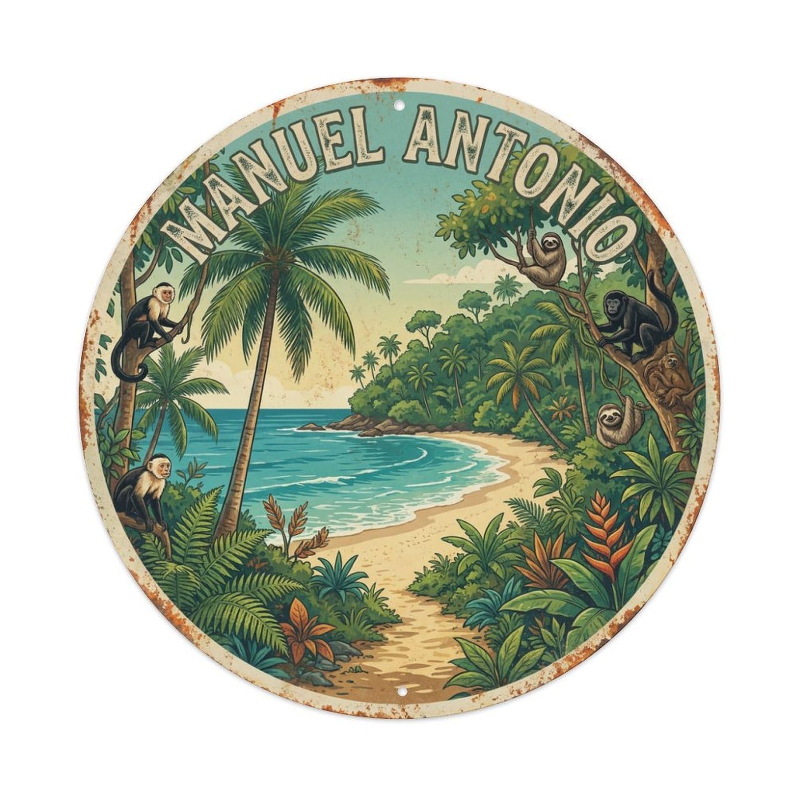 Retro Travel Costa Rica Manuel Antonio Metal Tin Sign