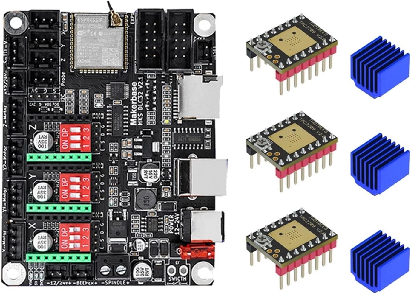 Compatible for Makerbase，MKS DLC32 V2.1 32bits Motherboard Offline Controller WiFi TFT Touch Screen TS24/TS35-R for Laser Engraving Machine(Package 2)