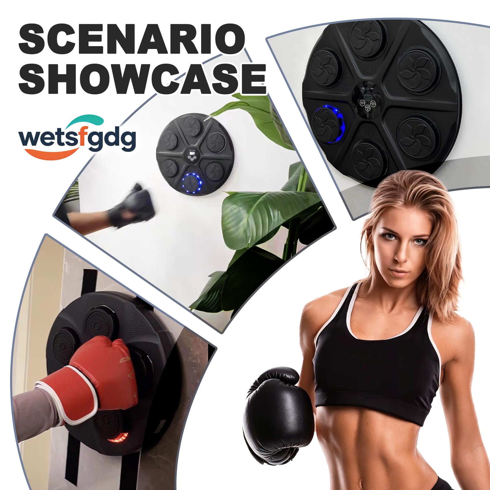 Music Boxing Machine Adulti e Bambini,Macchina da Boxe Musicale da Muro con Bluetooth,9 modalità di velocità e Conteggio,Luci LED,Altezza di Montaggio Regolabile,Ricaricabile