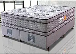 Cama Box King Colchão Ortofirm + Box 193x203x71 Double Face Espuma D45 Cinza