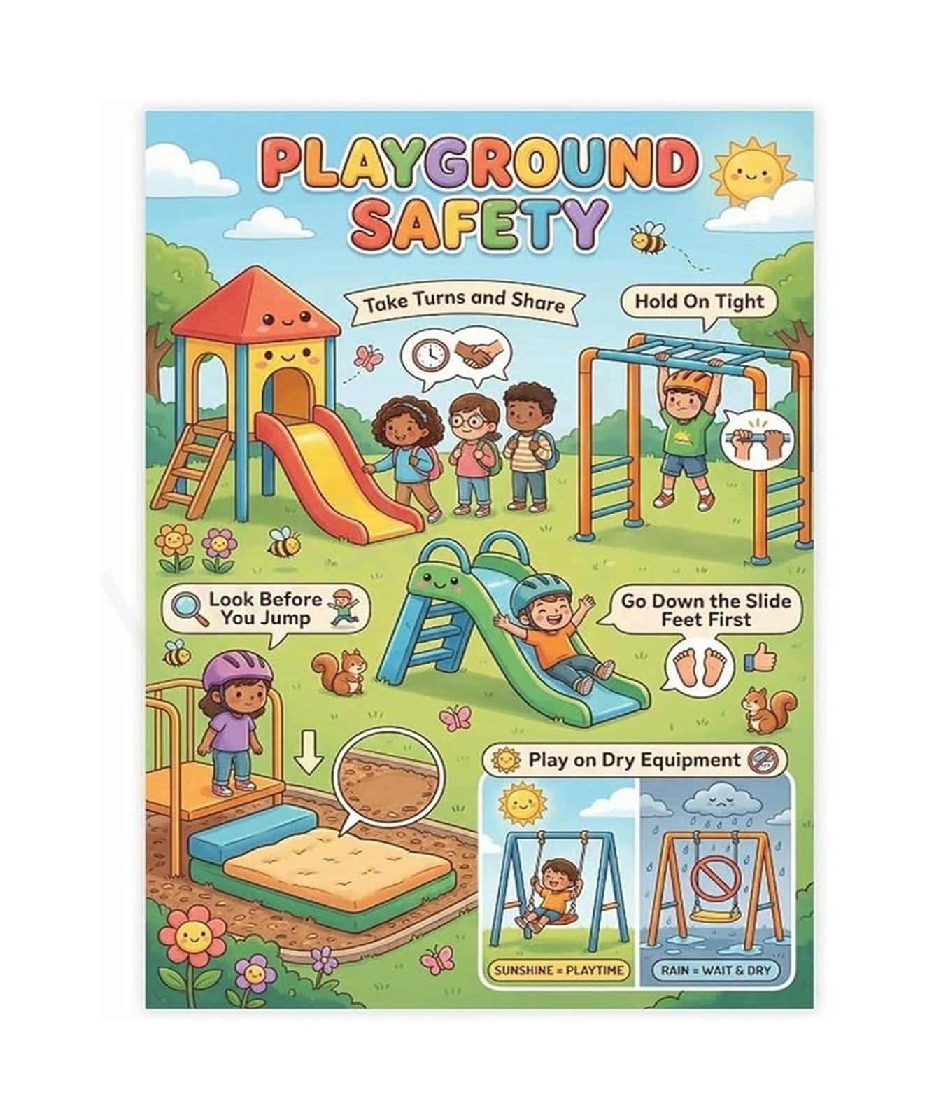 EKFBQBGW Play Area Rules Signage Tips and Friendly Reminders for Daycare or School Wall-Art Unframed,12x18inch(30x45cm)