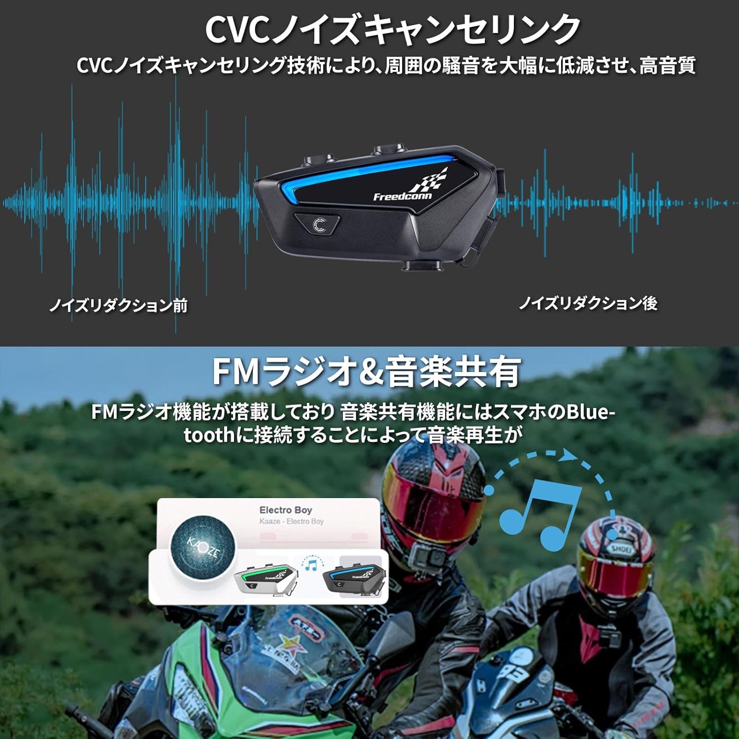 Amazon.co.jp: FreedConn FX バイク用 インカム 【最大1.2km長距離/6人