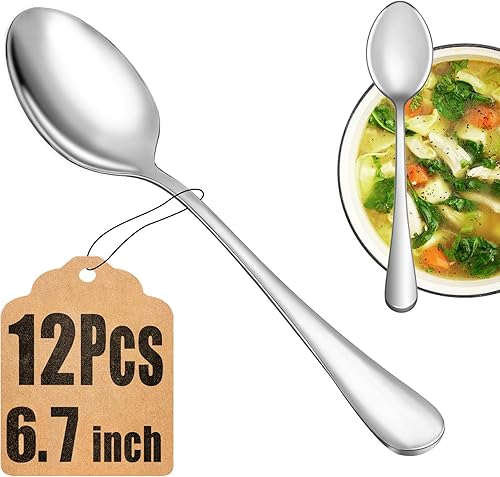 Miniatura 8 de Juego de 24 cucharaditas de té de acero inoxidable de grado alimenticio, cucharas pequeñas duraderas, cuchara de postre de metal, cuchara de