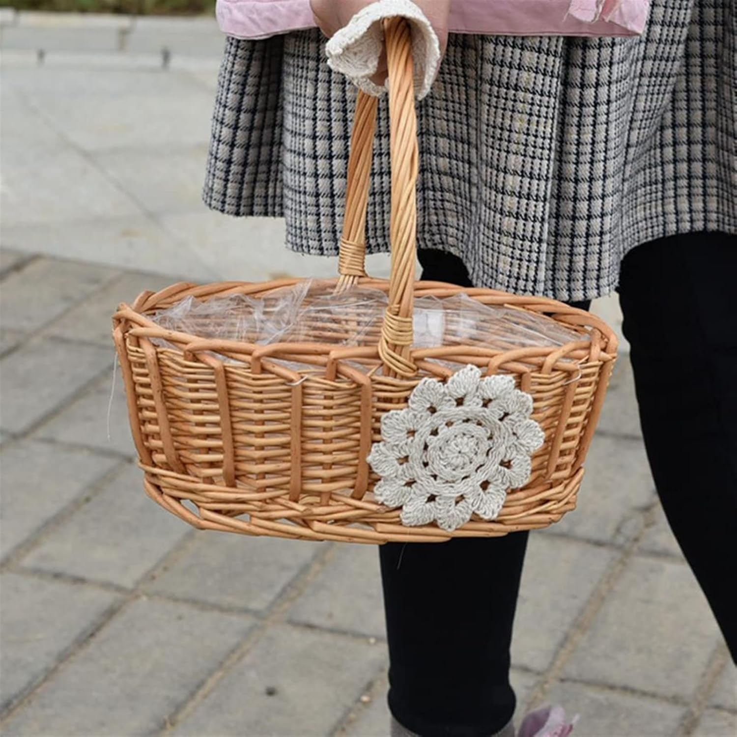 Wedding Flower Girl Basket Large Capacity Storage Baskets Adorable Useful Wedding Bridal Girl Flower Basket Easy to Clean Flower Basket Creative Decorative Flower Girl Flower Basket