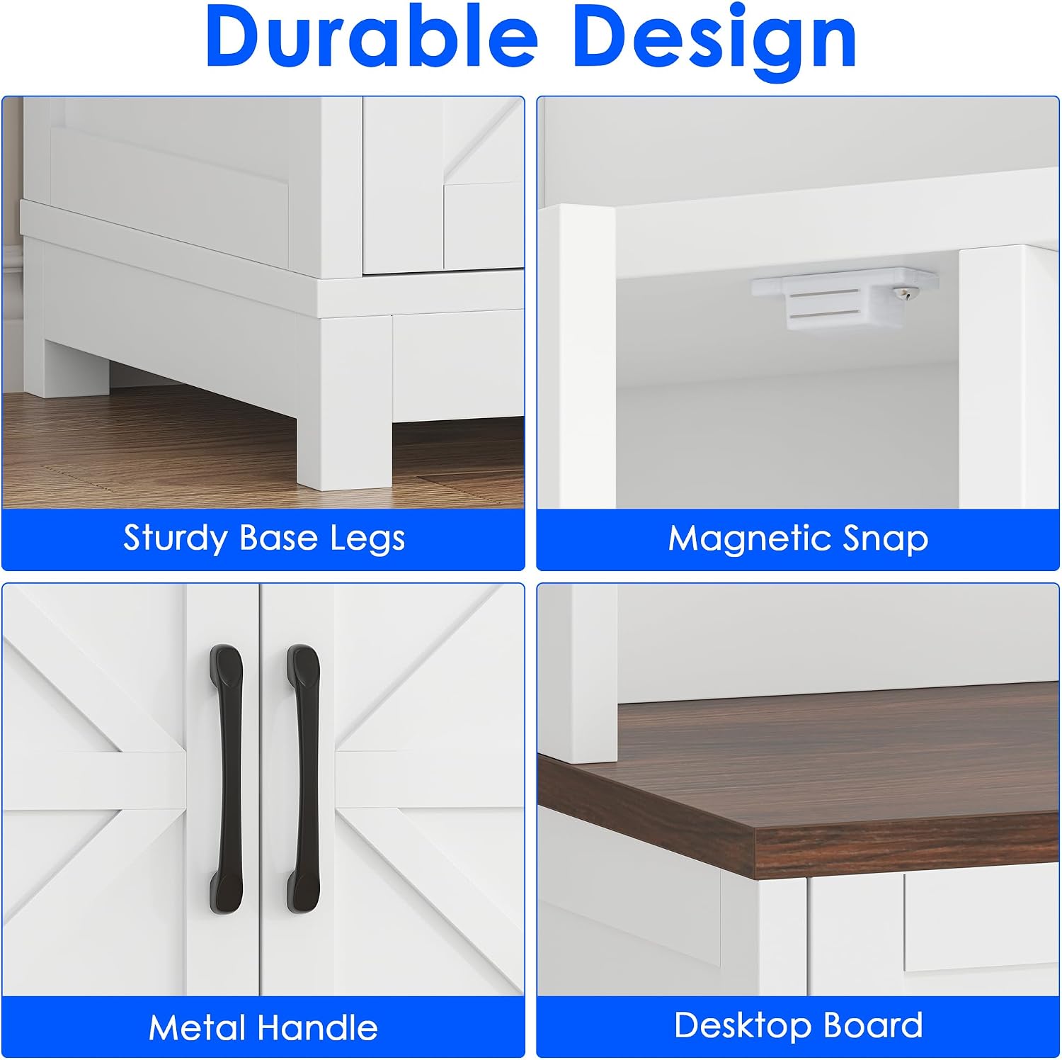 kepptory 69" Farmhouse Pantry Cabinet with Large Drawer, Tall Kitchen Pantry Storage Cabinet with Microwave Stand, Cup Holder and Adjustable Shelf, Kitchen Hutch for Dining Room (White)