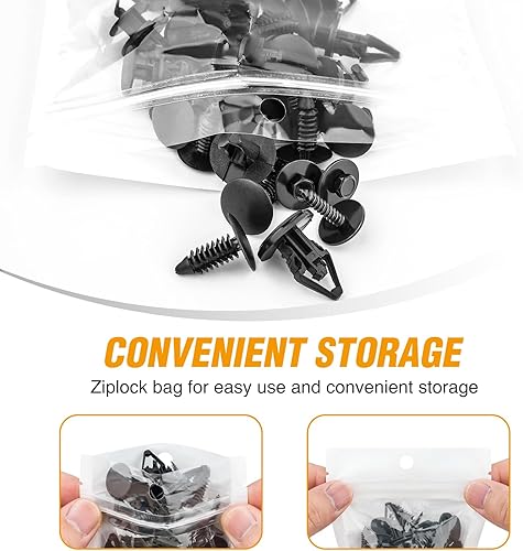 Vista 76 de GOOACC GRC-70 - 35 piezas de pernos de protección contra salpicaduras para motor, parachoques guardabarros, retenedor de empuje, clips de remache