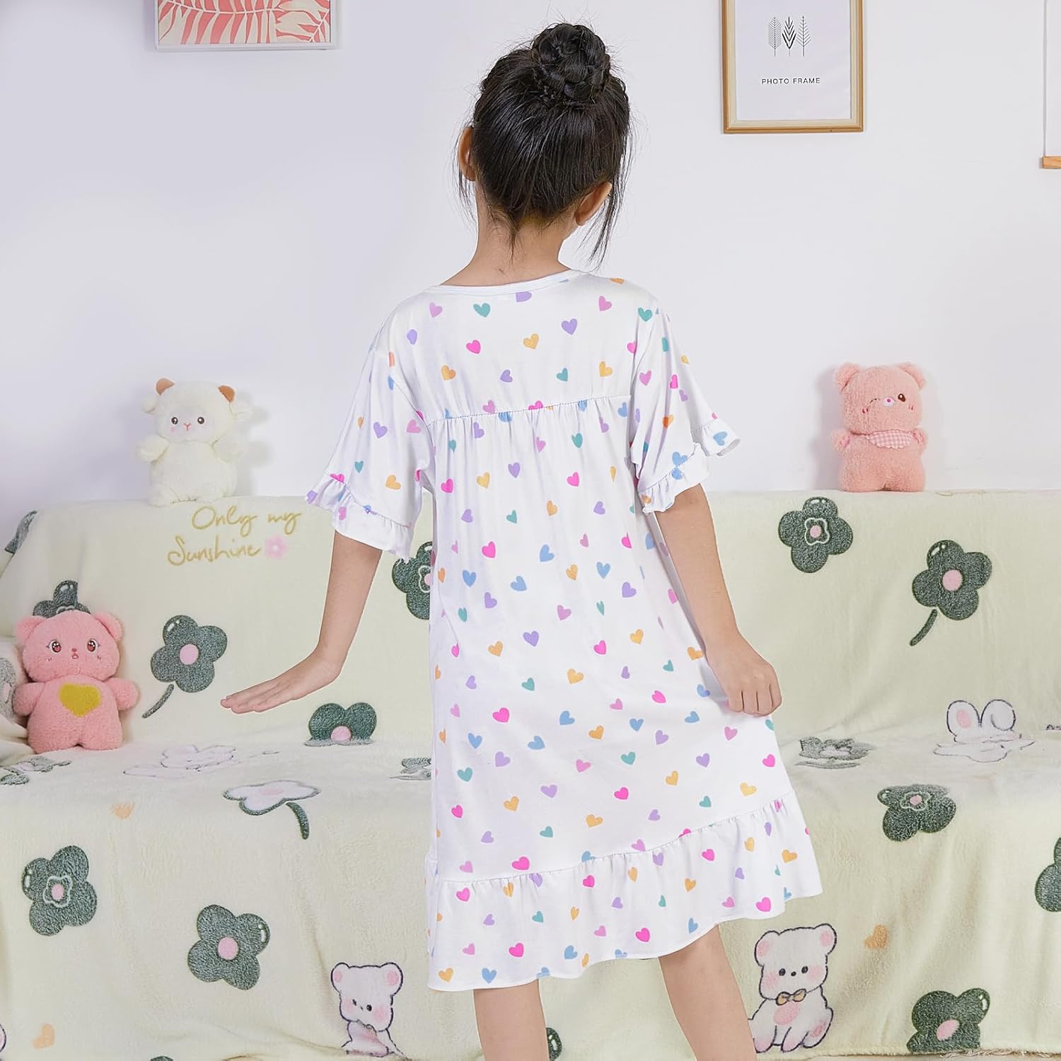 ICOSY Girls Nightgowns Toddler Girls Pajamas Princess Nightgown Clothes for Girl Casual Dress - Image 3