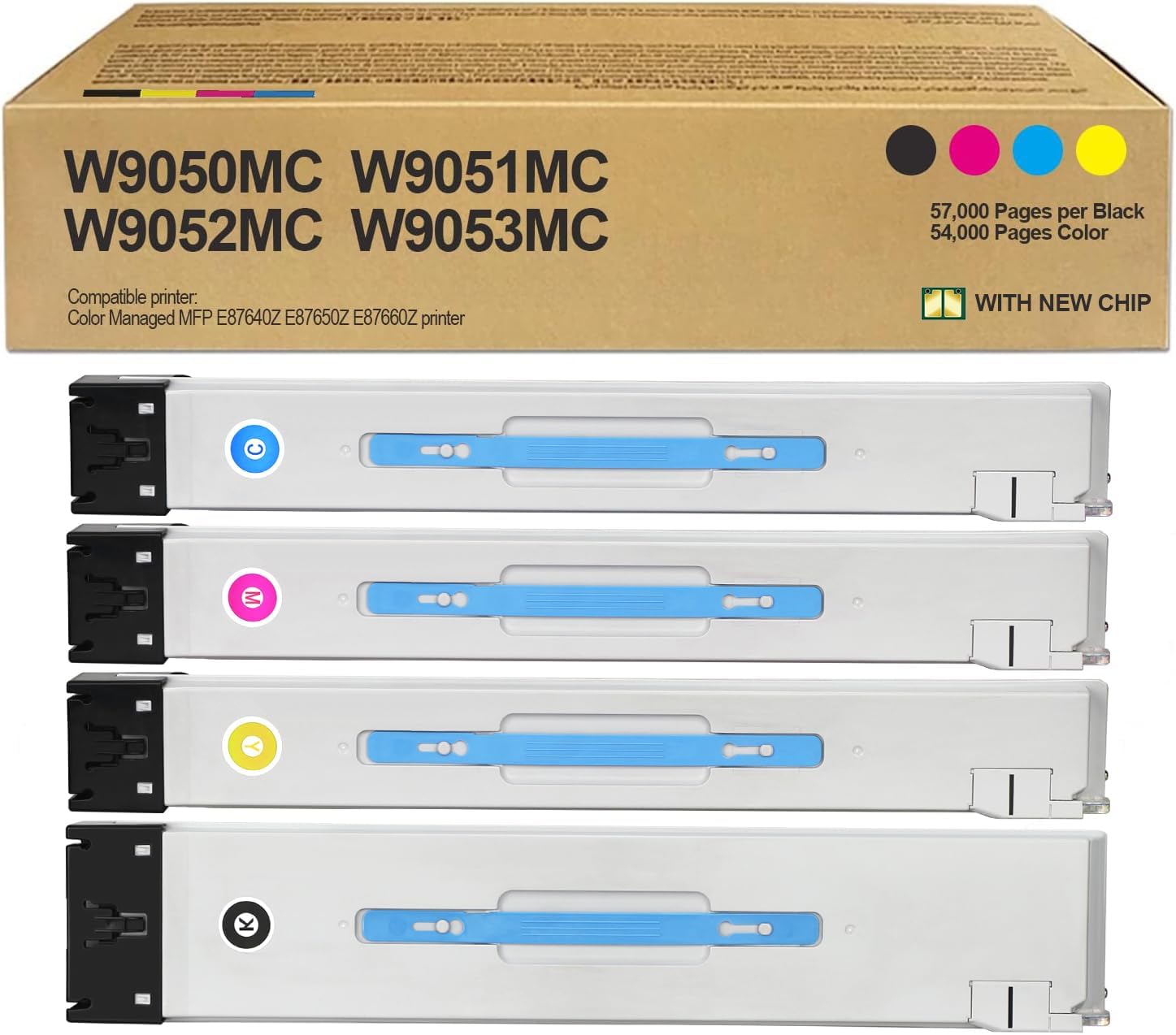 W9050MC W9051MC W9052MC W9053MC Toner Cartridge Replacement for HP MP Color Managed MFP E87640Z E87650Z E87660Z Printer, High Yield 57,000 Pages