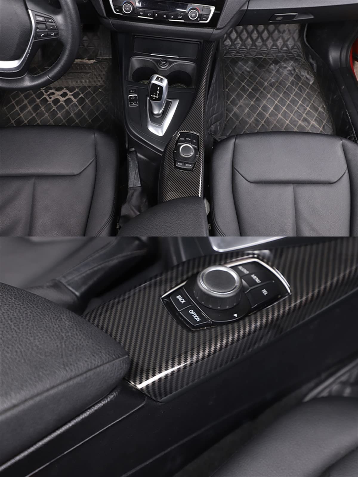 GRFIT Bello alla Moda Accessori Auto per 1 Serie 2 F20 F21 F22 F23 116I 118I 2012-2018 Multimedia Button Panel Cover Sticker ABS (Color : Matt Black)