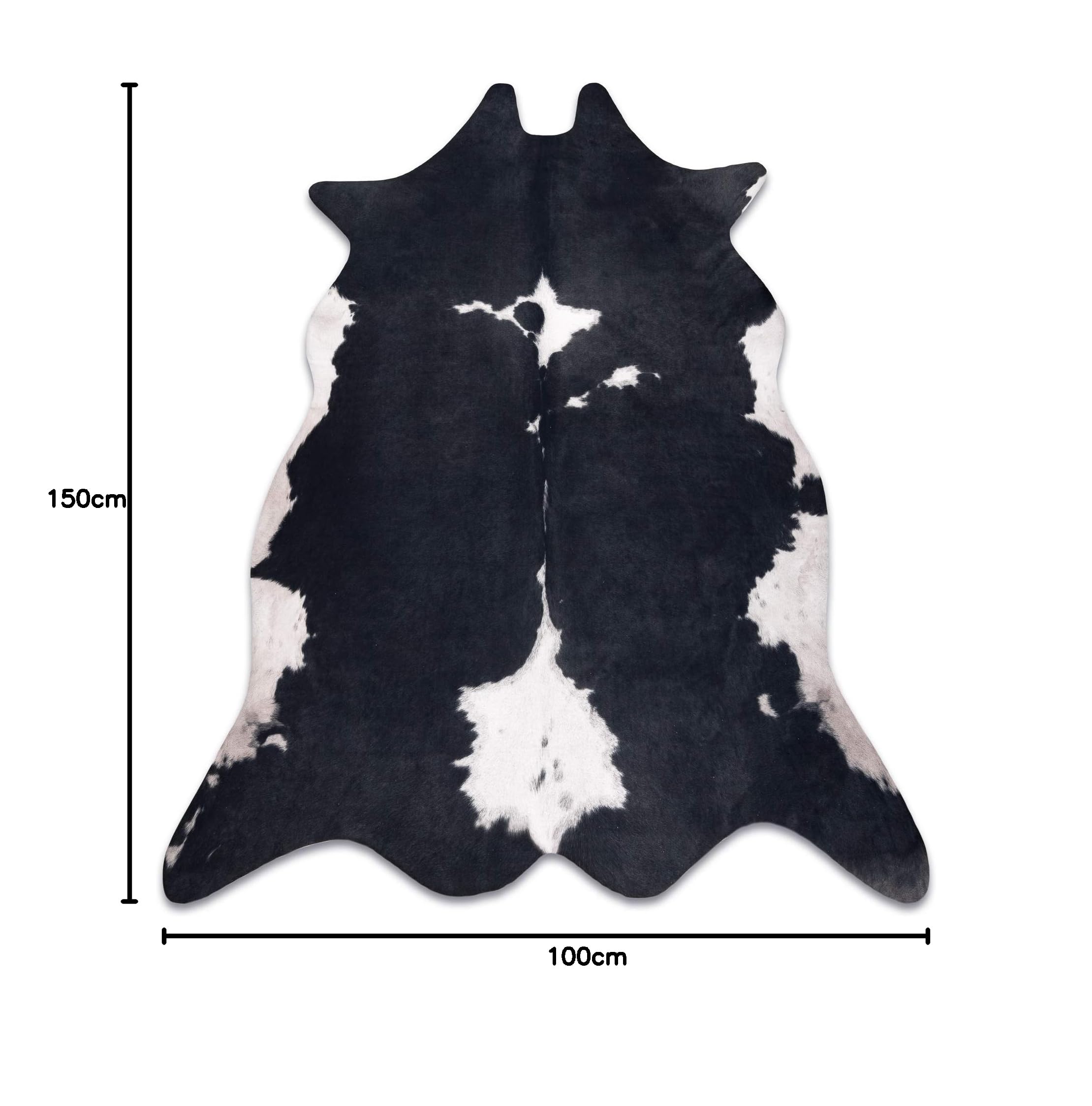 rugsx Tappeto in Pelle Bovina Artificiale Cowhide, Mucca, Motivo Animali, Finta Pelle, Tappeto per Soggiorno, casa, Camera da Letto, DIY Crafts, Nero Bianco 100x150 cm