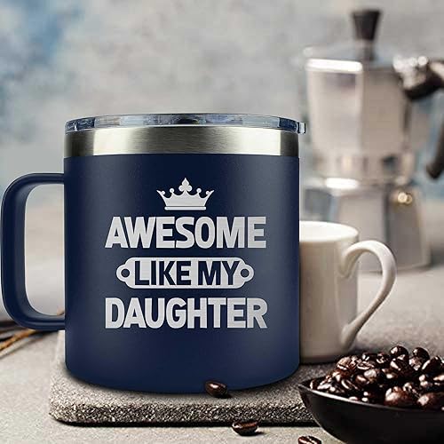 Miniatura 6 de Regalos del Día del Padre para papá de parte de la hija, taza para papá de parte de la hija, 14 onzas, azul marino