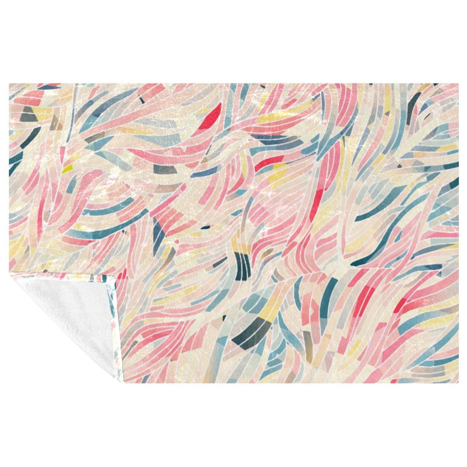 Couverture douce contre le froid motif plumes colorées jeté de canapé et lit 150x100