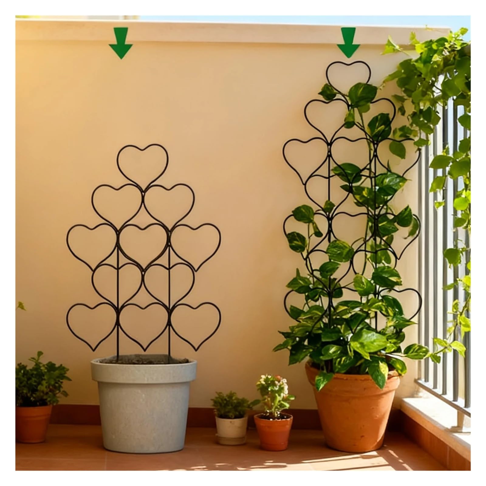 Kletterpflanzenstütze, herzförmiger Ständer, Zimmerpflanzen, Töpfe, Gartengeräte, Zubehör, Spaliere, Dekorationen, Zimmerpflanzen, Bonsai(Black)