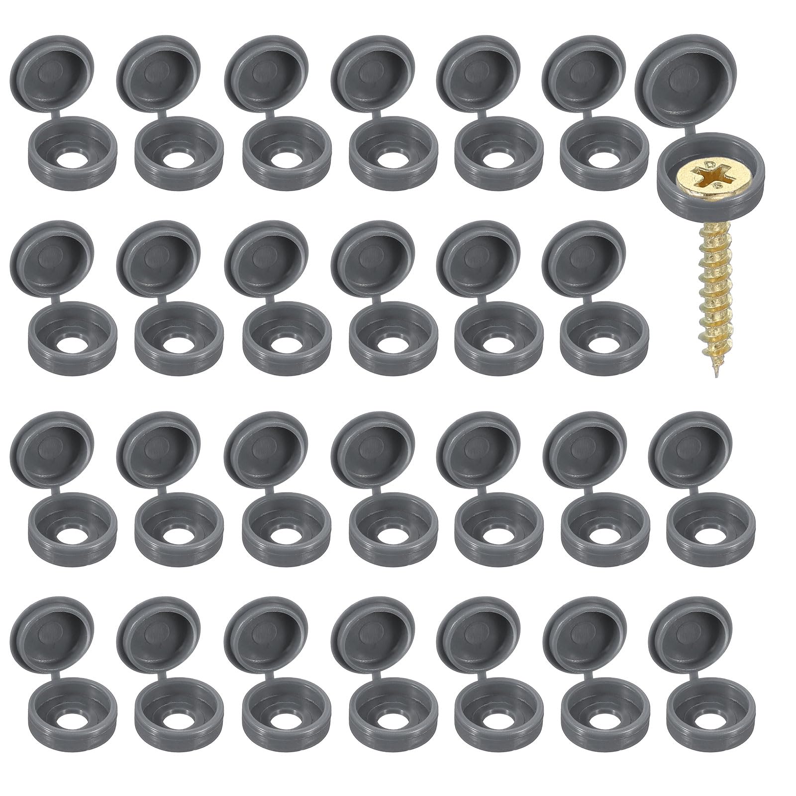 YELARXI Screw Snap Covers, M6 Plastic Hinged Screw Cover Caps Shutter Screws Fold Snap Washer - Fitting for (Windows/Railings/Home Furniture/Cabinets), 6mm & 120 Pack & Dark Grey