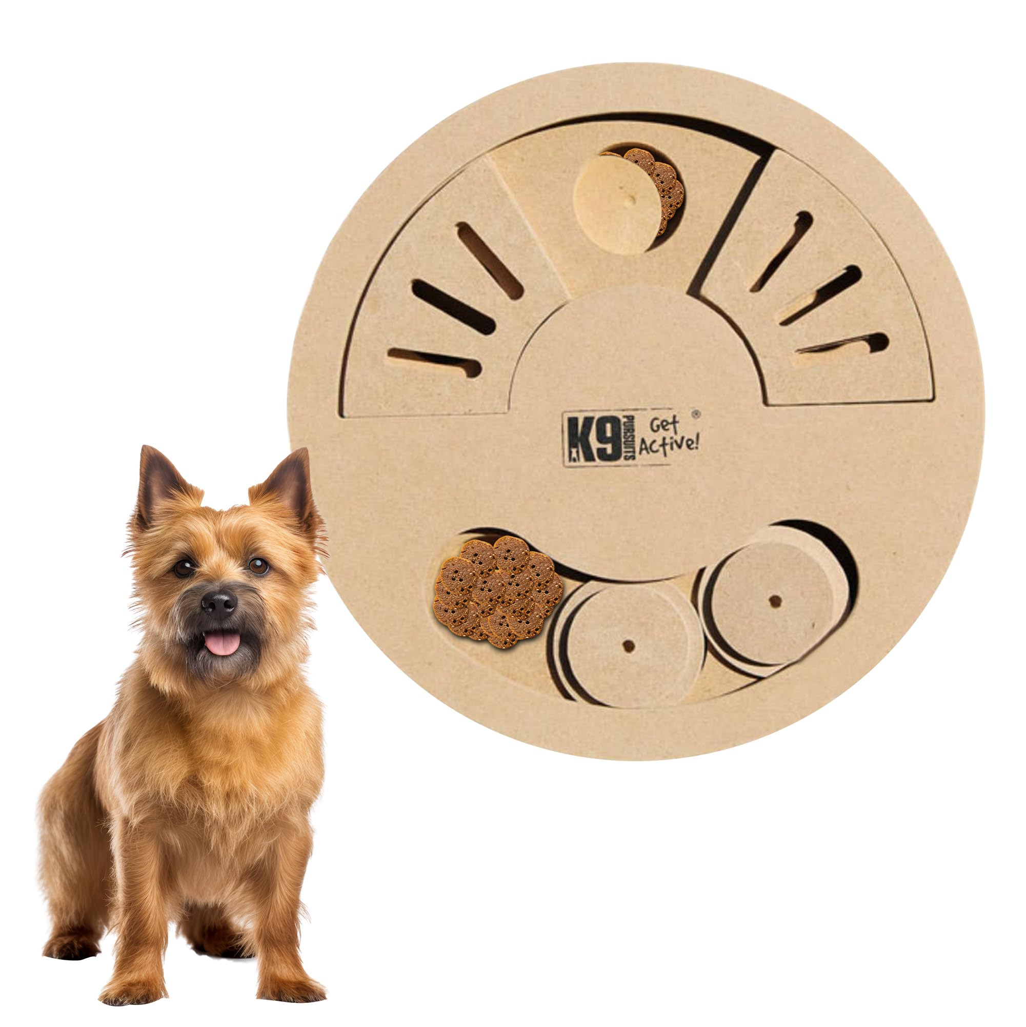 K9 Pursuits Dog Treat Interactive IQ Game Puzzle Dog Hide N Slide Toy Tan