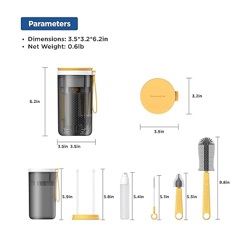 Miniatura 10 de YOTIME Juego de cepillos de viaje para biberones con cepillo portátil de silicona para botellas, cepillo limpiador de pezones, cepillo para pajilla,