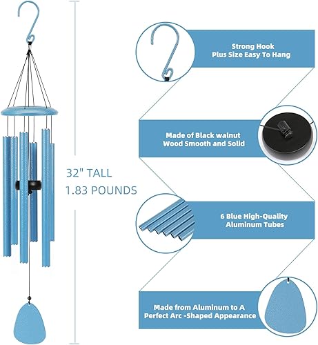 Vista 35 de Campanillas de viento para exteriores, tono profundo, grandes tonos melódicos relajantes, campanillas de viento para exteriores, campanillas