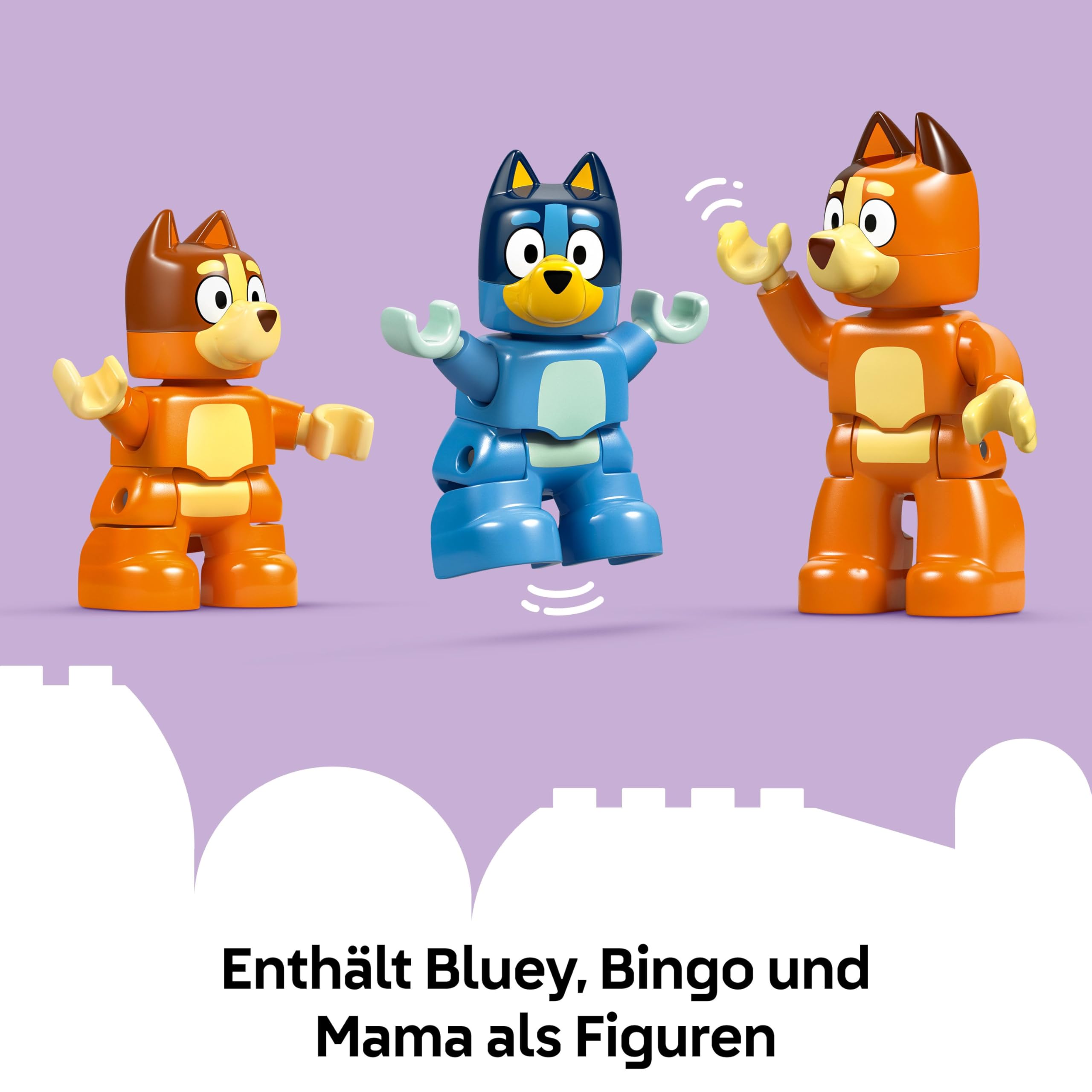 LEGO DUPLO Bluey: Blueys Familienhaus mit Memory-Spiel - Lernspielzeug für Kleinkinder - Inkl. 3 Minifiguren, aufklappbare Fenster und Brettspiel - Geschenk für Jungen & Mädchen ab 3 Jahren - 10459