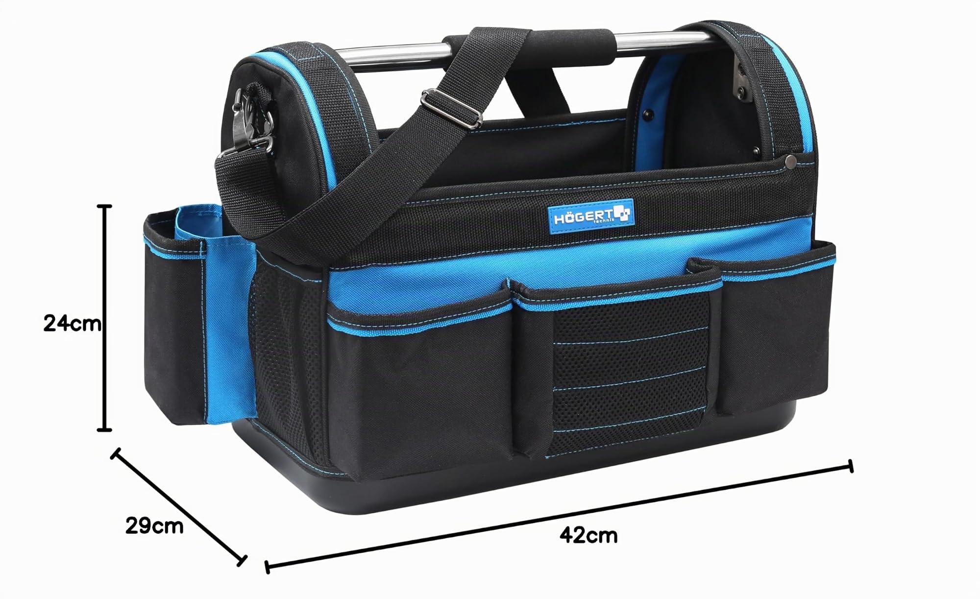 HÖGERT TECHNIK - Sac à outils, professionnel, multifonctionnel, étanche, en polyester 600D, sac à outils avec 12 poches extérieures et 11 poches intérieures (41,5 x 22,5 x 31 cm)