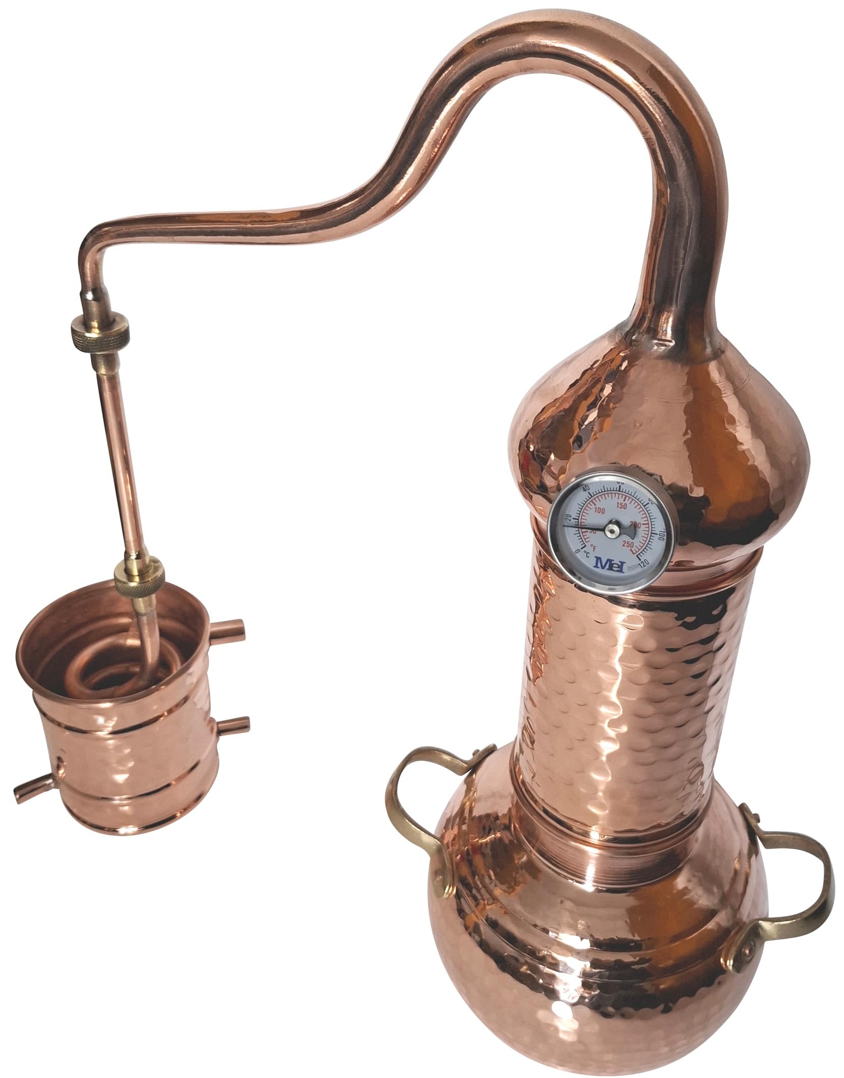 Kolonnenbrennerei aus Kupfer 2L mit Thermometer | Classic Edition | Destillieranlage für Hydrolate, Pflanzenwasser, destilliertes Wasser