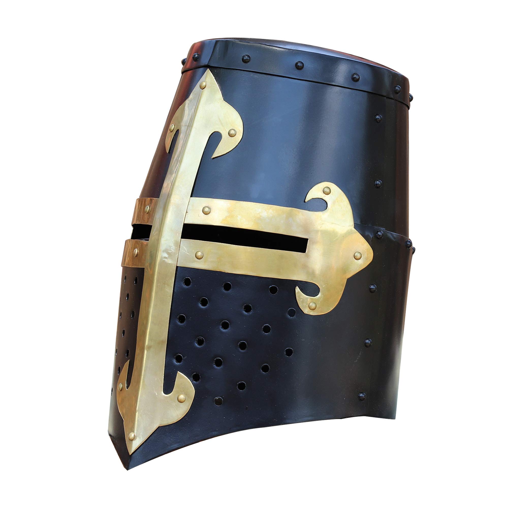Armory Replicas™ - Knights Templar Brass Trimmed Crusader Practice Helmet Without Liner - Black