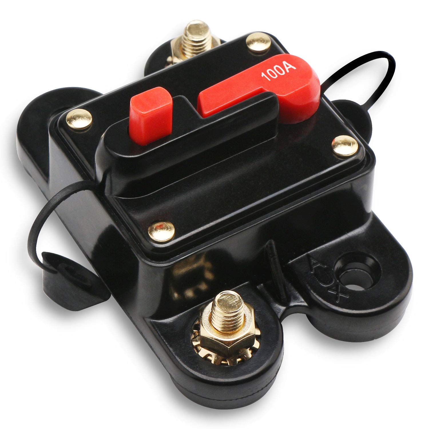 Manual Reset Fuse, DROK 100 Amp Circuit Breaker Auto Car Marine Boat Motor Audio Inline Fuse, DC 24V 100A Stereo Video Power Surge Current Overload Protector with Manual Reset Arm