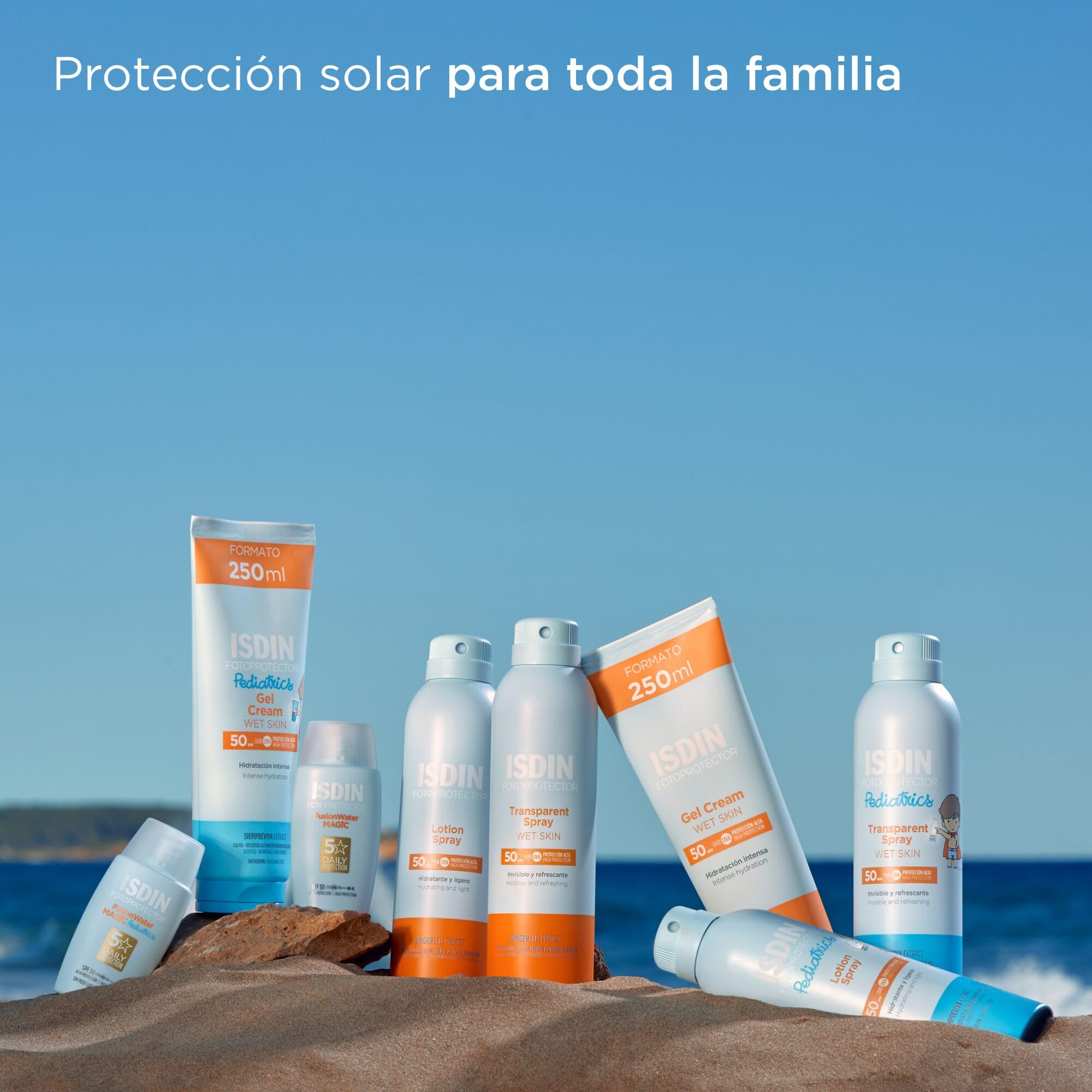 ISDIN Fotoprotector Gel Cream Wet Skin SPF 30, Protector Solar Corporal con Textura Gel Crema de Rápida Absorción, Crema Solar que Hidrata como una Crema y Refresca como un Gel -250 ml