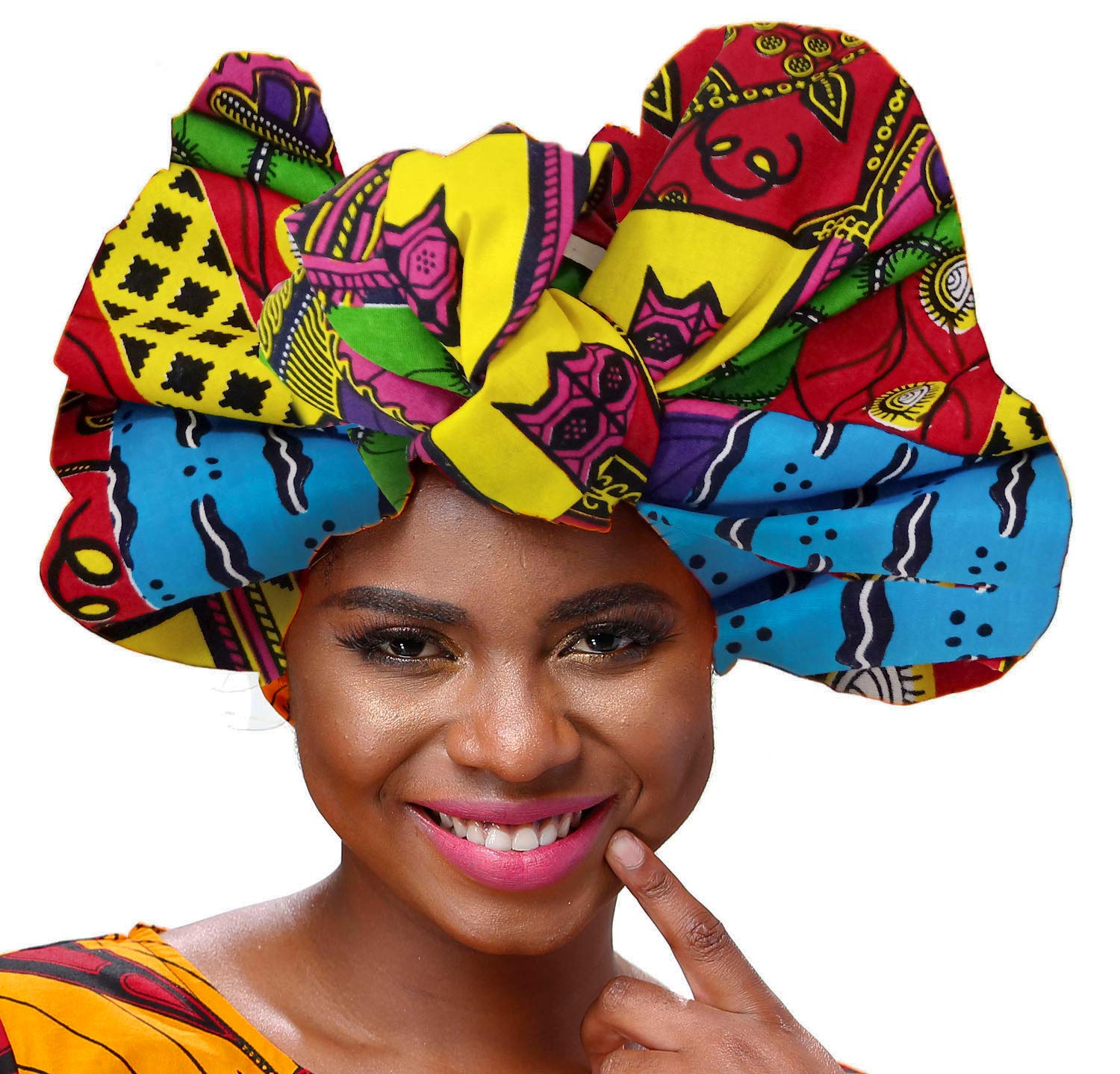SHENBOLEN African Traditional Wax Print Head wrap Headwrap Scarf Tie,One Size (71in*21in, R)