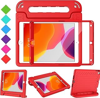 BMOUO iPad 9th/8th/7th Generation Case for Kids,iPad 10.2 Case,Shockproof Light Weight Convertible Handle Stand Kids Case for New iPad 10.2" 2021/2020/2019 (9th Gen/8th Gen/7th Gen) Latest Model, Red