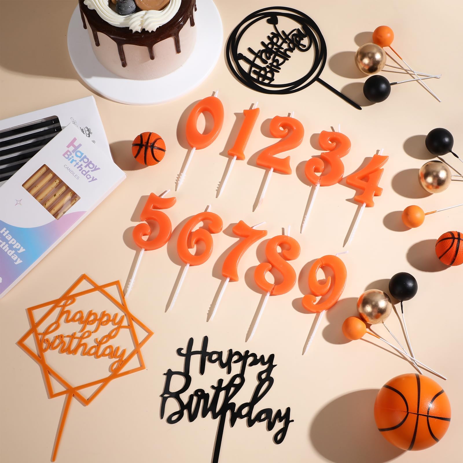 Black Birthday Candles Number 5 Candle With 6pcs Long Birthday Candles For Cake, 5 - View #9