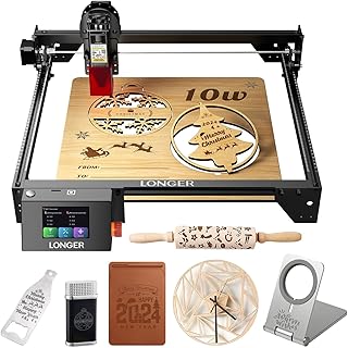LONGER máquina de cortar laser RAY5 60W, potência laser de 10 W, ponto laser de 0,06 × 0,06 mm, máquina de gravação a laser 4 em 1 offline, máquina de gravação a laser para madeira/vidro/acrílico