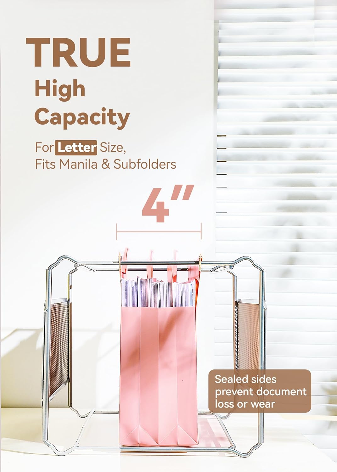 SortRax Plastic High Capacity Hanging File Folders, 4" Expansion for Bulky Documents, Side-Sealed Pocket, Holds Heavy Files, Letter Size, Movable Dividers, Insertable Tabs, 6 Pack, Pastel Colors