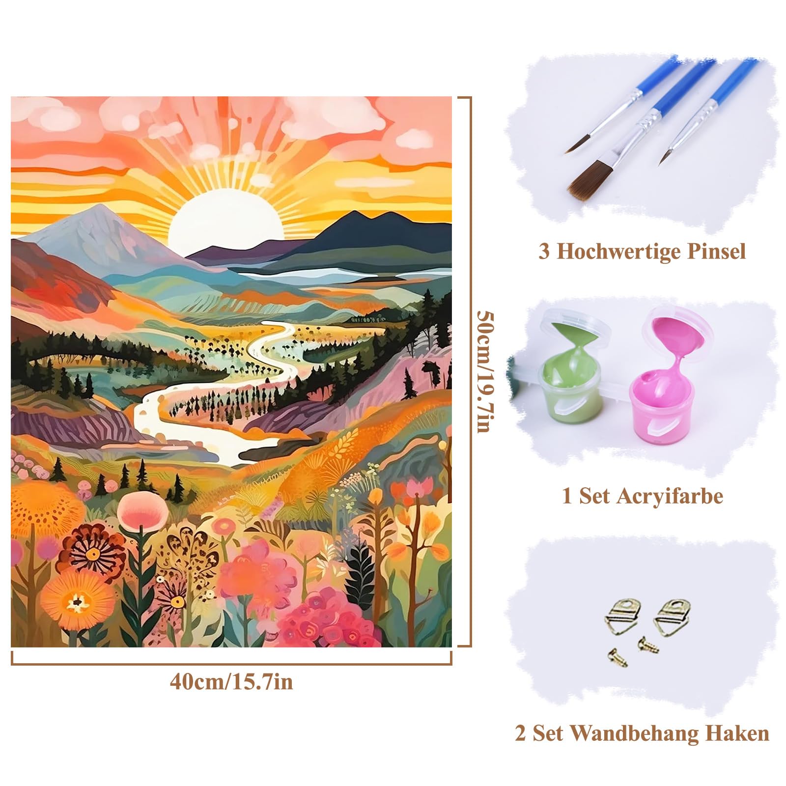 Kit Peinture Par Numéros Komicea 40x50cm - Toile Motif Attrape-Rêves Avec Peintures Et Pinceaux - Loisir Créatif Adultes