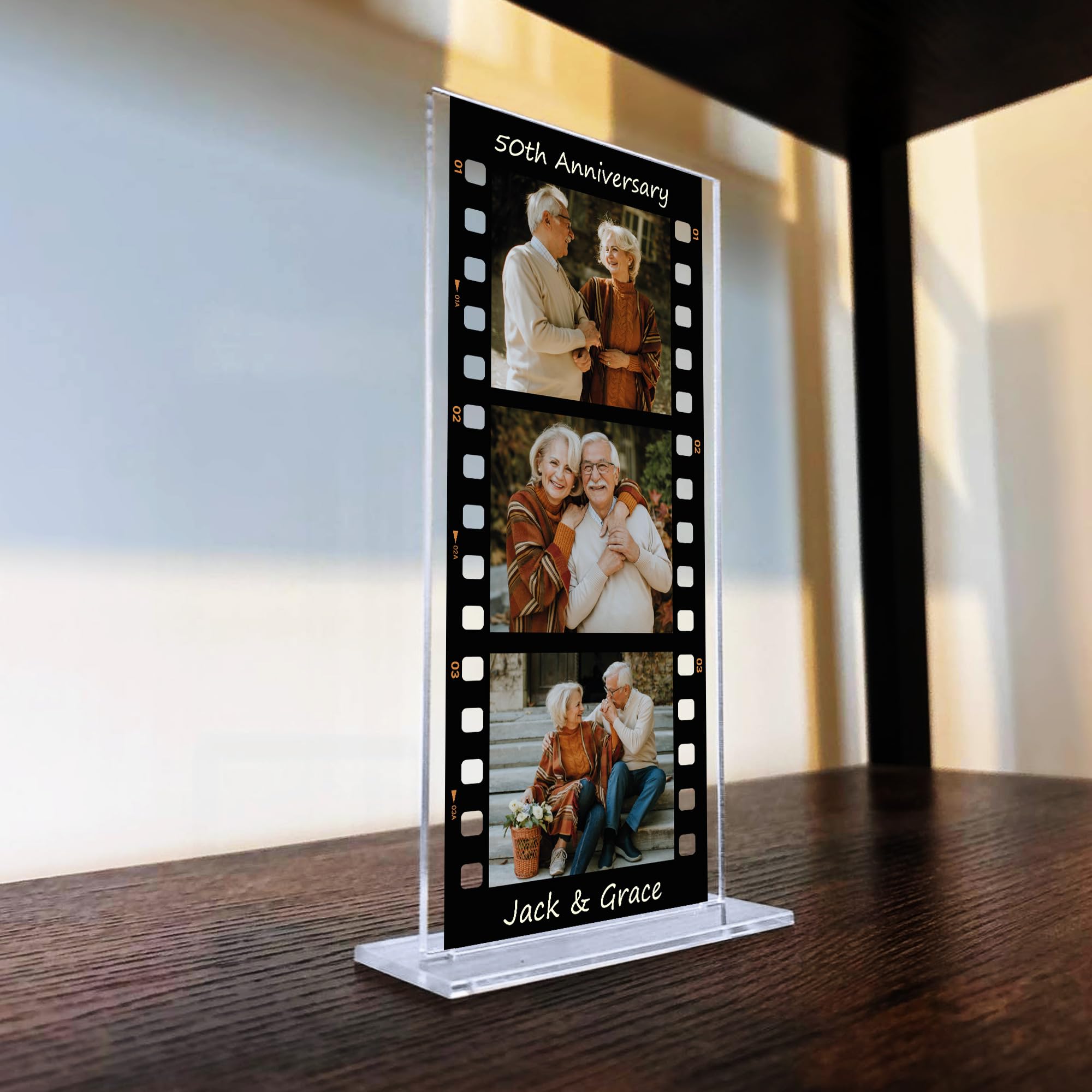 Red Ocean Personalised Gift For 1st 2nd 3rd 5th 10th 20th 40th 50th Anniversary, Retro Photo Collage Plaque Gift For Husband Wife Photo Gift For Him Her, Couple Gift For Anniversary (50th Anniversary)