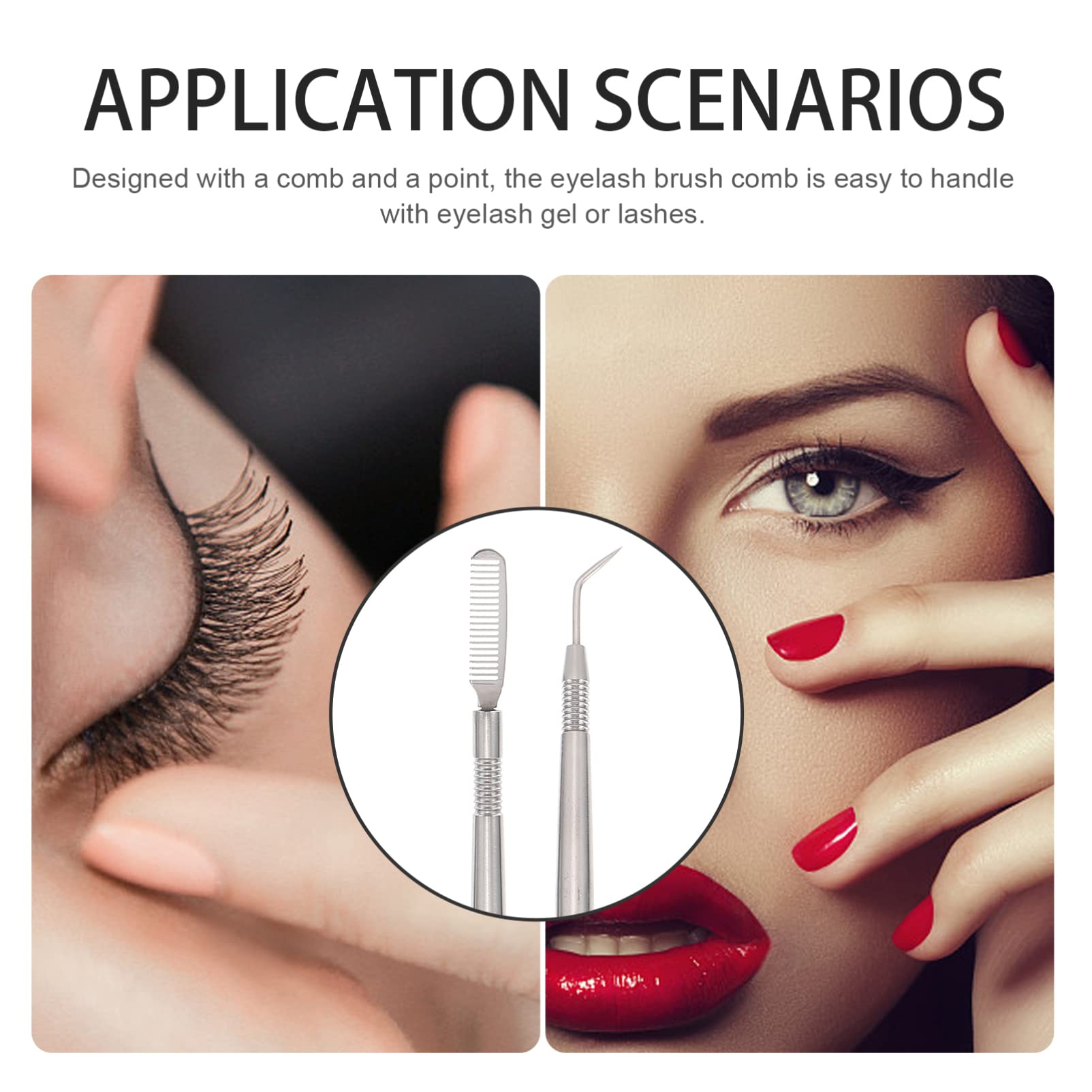 minkissy 2sets Brow Brush Comb Set Lash Separating Comb Eyelash Supplies Steel Tool 2pcs*2