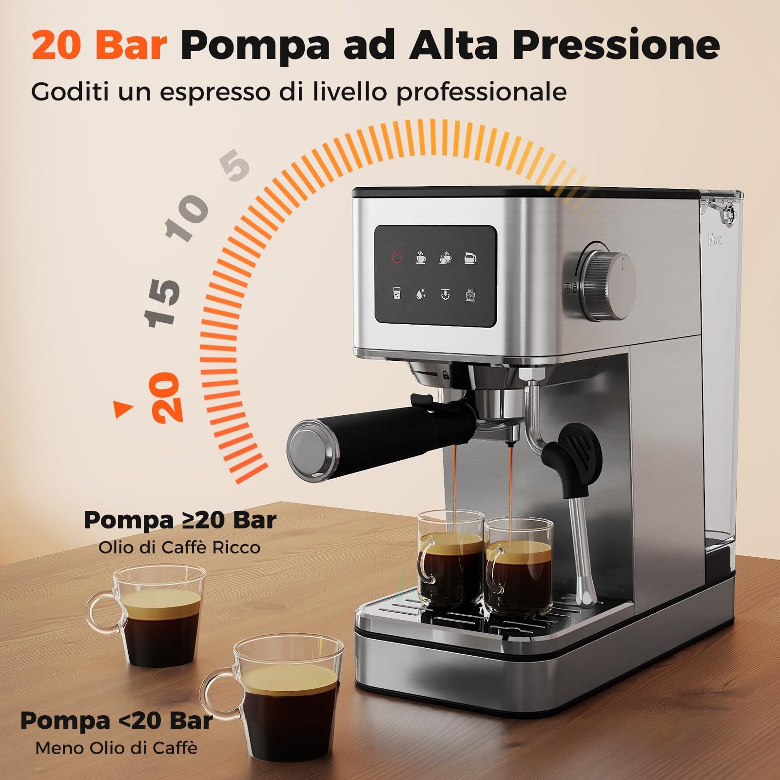 COSTWAY Macchina da caffè Automatica con Schermo a Sfioramento