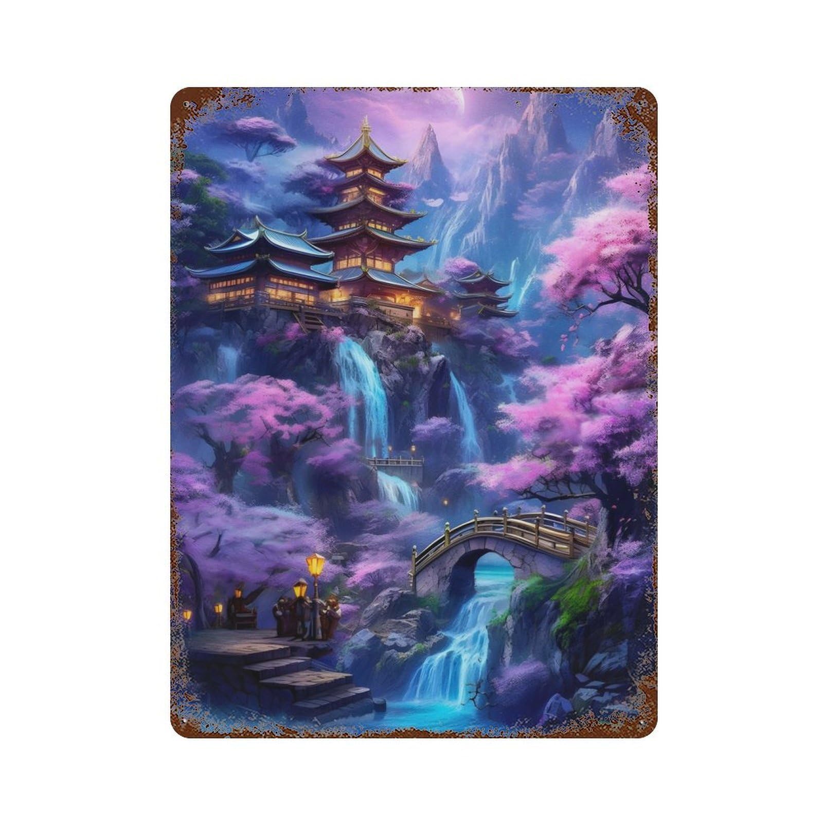 Japanese Fantasy 02 Rusty Metal Tin Sign 15.7"x11.8", for Living Room, Hallway And Home Decor, Old School Wall Decor