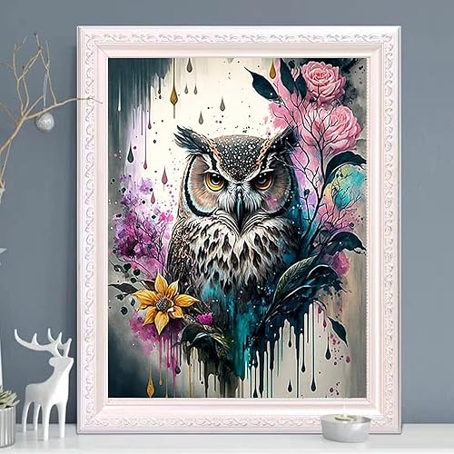 Miniatura 3 de YPF Diamonds - Pintura de diamantes para adultos, diseño de búho de flores 5D, juego de pintura de gemas florales para bricolaje, decoración de