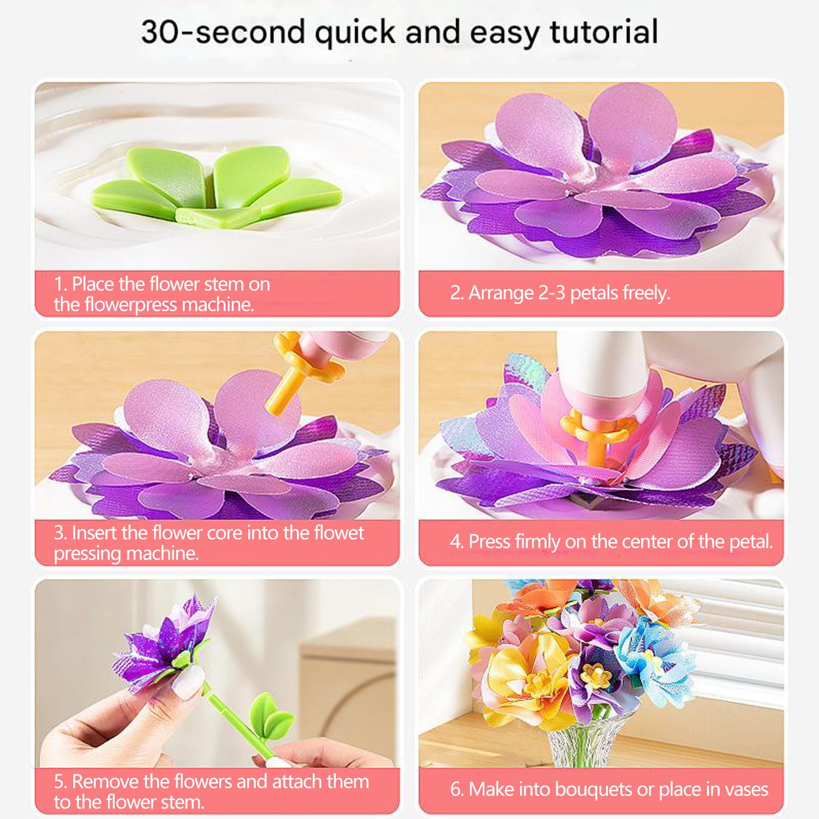 Interaktives Blumenpress Bastelset für Kinder, Spielzeug mit Blumenzubehör für Kinder und Mädchen, fantasievolles kreatives Spielen, Pressmaschinenspielzeug