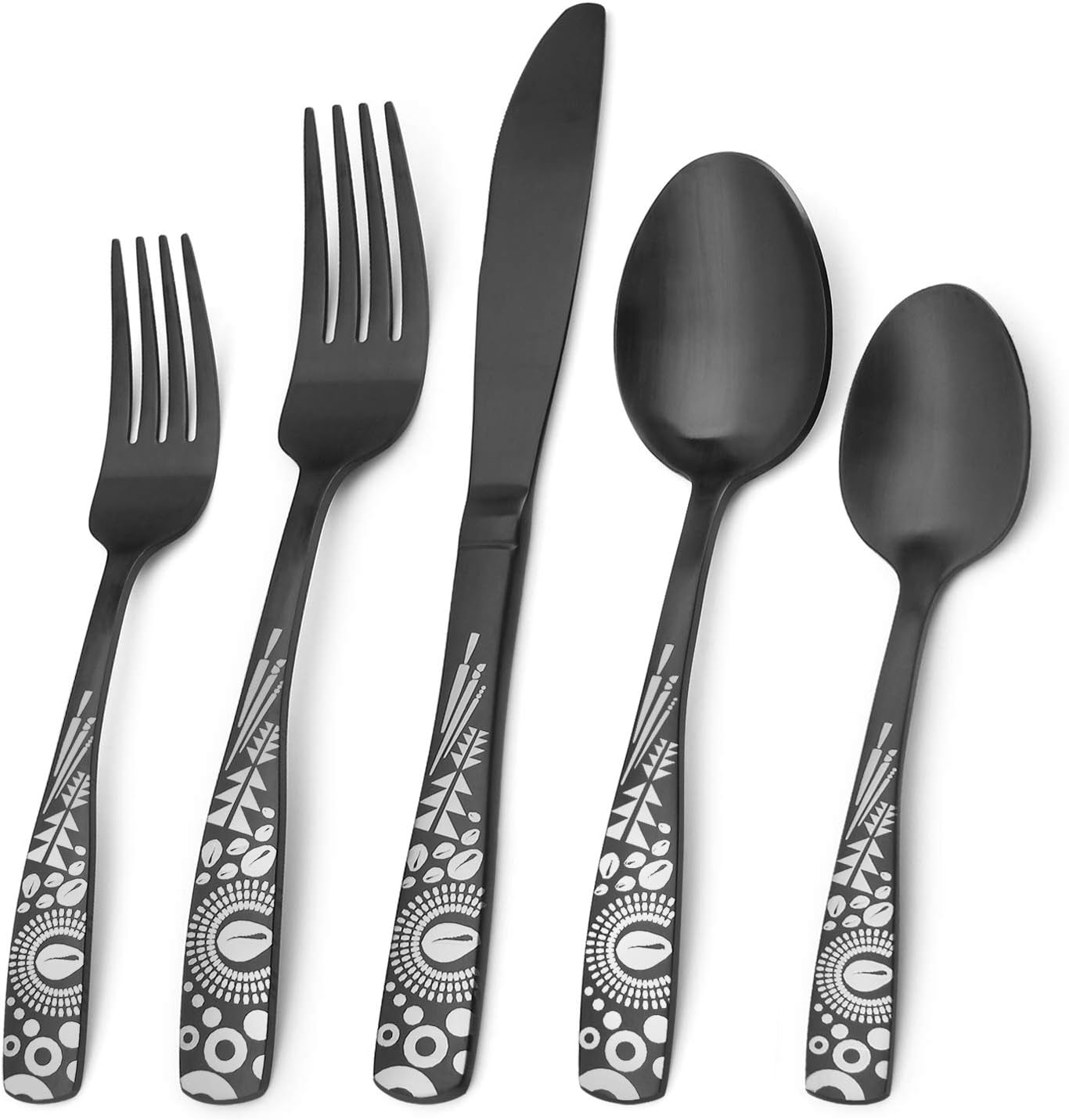 Matte Black Silverware Set, Bysta 20Piece Stainless Steel Flatware Set, Kitchen