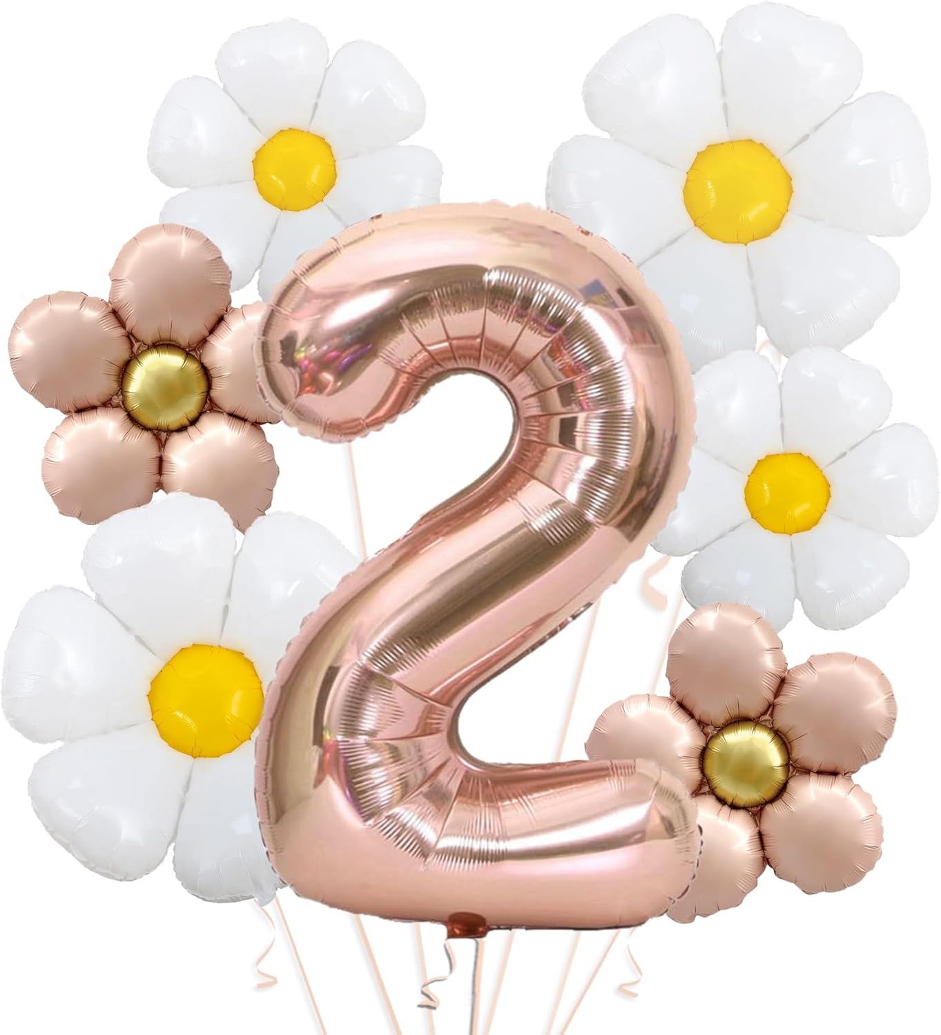 7Pcs Two Groovy Party Decorations, 40" Rose Gold Two